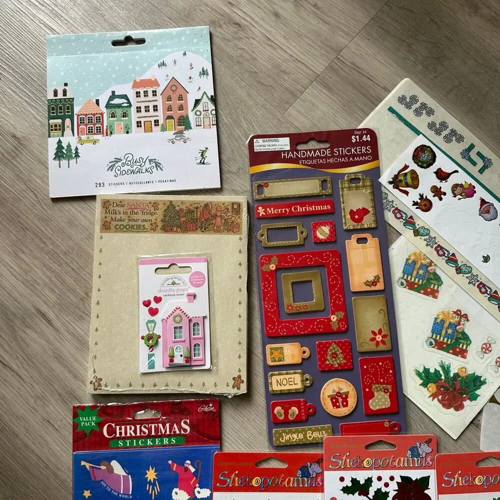 Christmas Holiday Stickers & Notes Lot - 8 New Sealed Packages & Several Loose